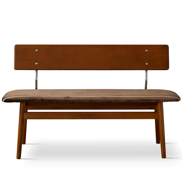 Vintage Boxwood Mix Weave Fabric Cushion Dining Bench TRUFFLE